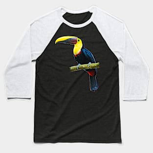 Toucan on a Branch (cutout with light green background) Baseball T-Shirt